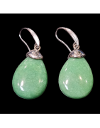 Boucles Aventurine verte Métal rhodié
