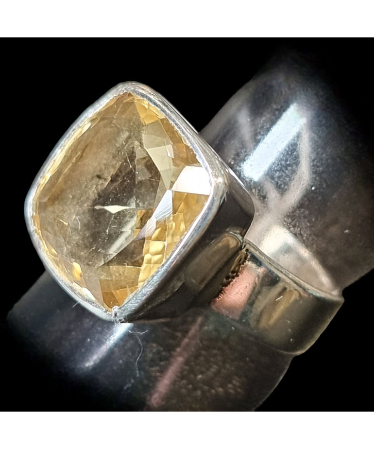 Bague Citrine naturelle Argent 925 Taille 56