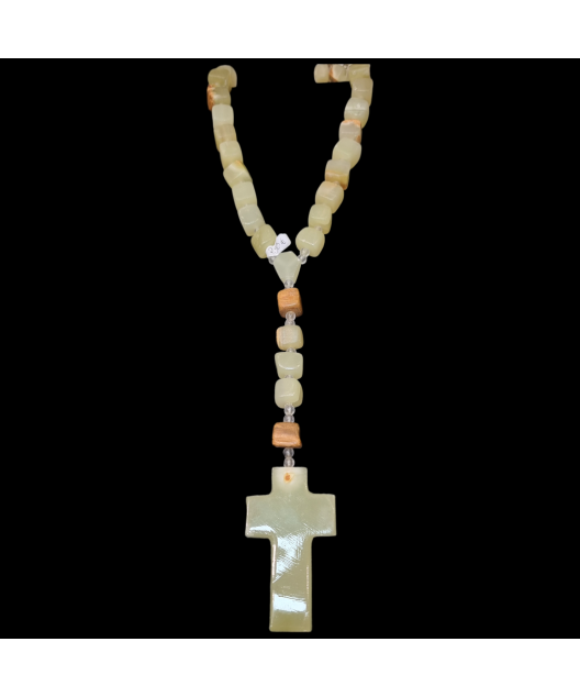 Collier Onyx verte Croix