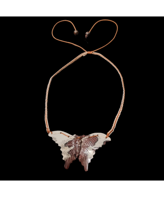 Pendentif Jaspe Picasso Papillon sur cordon réglable