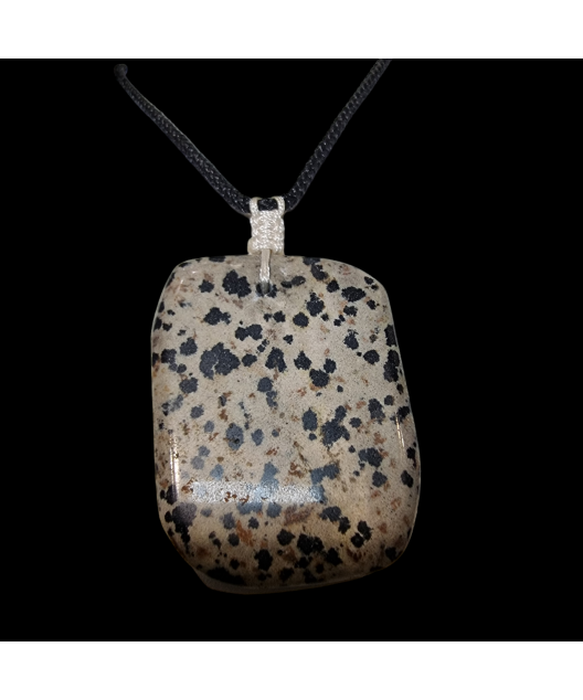 Pendentif Jaspe Dalmatien sur cordon réglable
