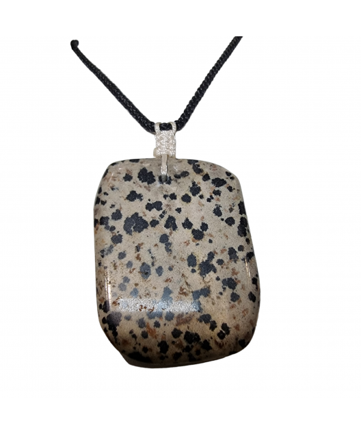 Pendentif Jaspe Dalmatien sur cordon réglable