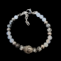 Bracelet Bien être Obsidienne neigeuse & Calcédoine avec tête de Bouddha