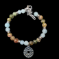 Bracelet Bien être Aigue marine & Agate Fleur de vie avec fermoir