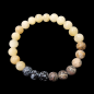 Bracelet Calcite jaune Jaspe paysage & Obsidienne neigeuse Pierres rondes 8mm