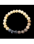 Bracelet Calcite jaune Jaspe paysage & Obsidienne neigeuse Pierres rondes 8mm