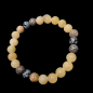 Bracelet Calcite jaune Jaspe paysage & Obsidienne neigeuse Pierres rondes 8mm