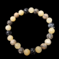 Bracelet Calcite jaune Jaspe paysage & Obsidienne neigeuse Pierres rondes 8mm