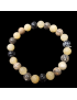 Bracelet Calcite jaune Jaspe paysage & Obsidienne neigeuse Pierres rondes 8mm
