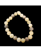 Bracelet Calcite jaune & Jaspe paysage Pierres rondes 8mm