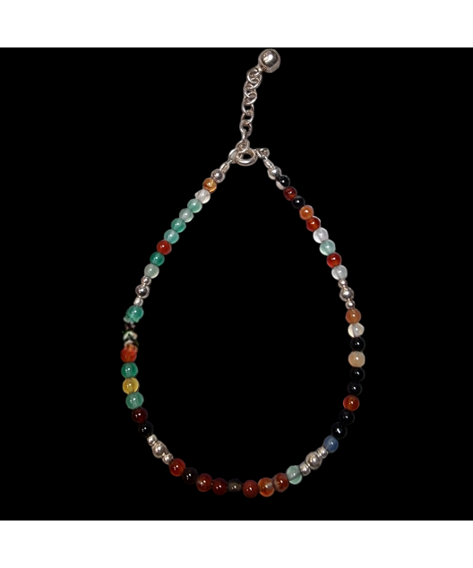 Bracelet Agate multicolore Argent 925