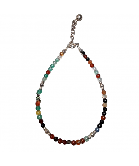 Bracelet Agate multicolore Argent 925