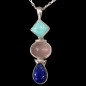 Pendentif Turquoise Quartz rose & Lapis-lazuli Argent 925
