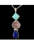 Pendentif Turquoise Quartz rose & Lapis-lazuli Argent 925