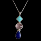 Pendentif Turquoise Quartz rose & Lapis-lazuli Argent 925