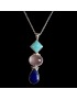 Pendentif Turquoise Quartz rose & Lapis-lazuli Argent 925