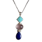 Pendentif Turquoise Quartz rose & Lapis-lazuli Argent 925