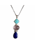 Pendentif Turquoise Quartz rose & Lapis-lazuli Argent 925