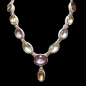 Collier Améthyste Quartz fumé Citrine & Péridot sertis avec fermoir Argent 925