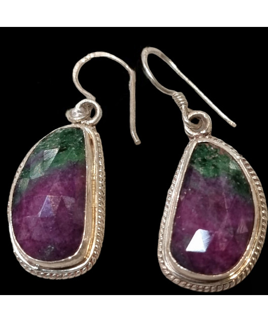 Boucles Rubis Zoïsite Argent 925