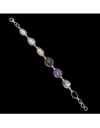 Bracelet Améthyste Citrine & Quartz fumé sertis Argent 925