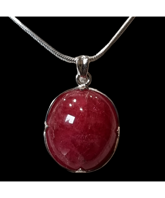 Pendentif Rhodochrosite et chaîne Argent 925