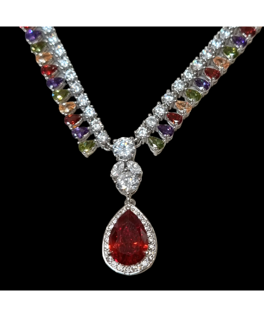 Collier Zirconium multicolore