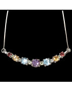 Collier Améthyste Topaze bleue Citrine & Grenat Argent 925