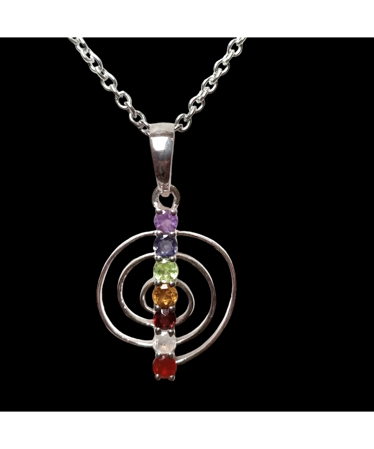 Pendentif 7 Chakras Spirale Argent 925