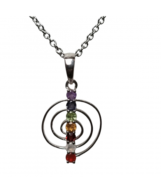 Pendentif 7 Chakras Spirale Argent 925