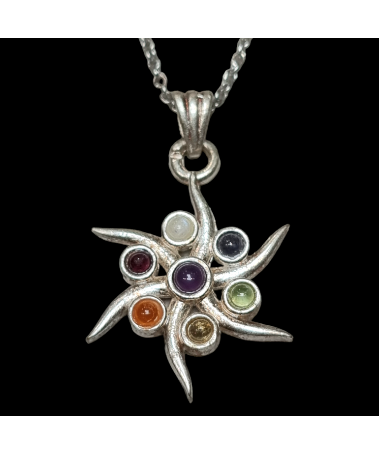 Pendentif 7 Chakras Soleil avec chaîne