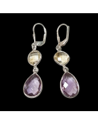 Boucles Améthyste et Citrine facettées Argent 925