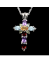 Pendentif Améthyste Citrine Topaze bleue & Grenat Argent 925