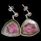 Boucles Tourmaline melon d'eau serties Argent 925