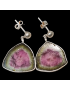 Boucles Tourmaline melon d'eau serties Argent 925