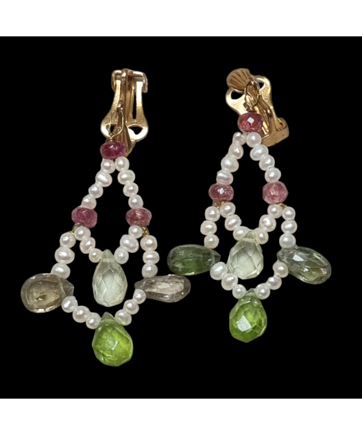 Boucles Tourmaline & Perles
