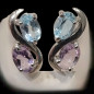 Boucles Topaze bleue & Améthyste Argent 925