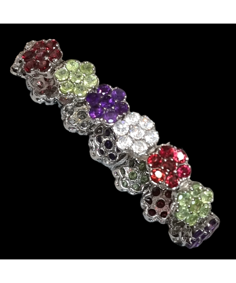 Bracelet Améthyste Grenat Péridot & Zirconium Fleur