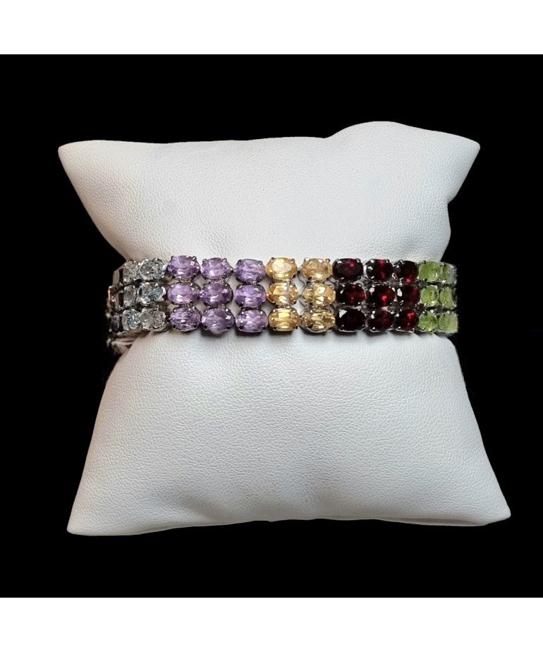 Bracelet Améthyste Citrine Grenat Péridot & Topaze Argent 925
