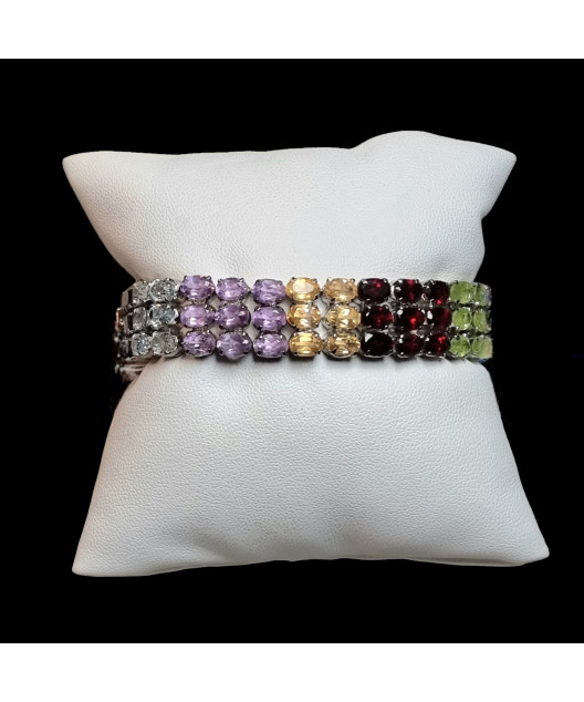 Bracelet Améthyste Citrine Grenat Péridot & Topaze Argent 925