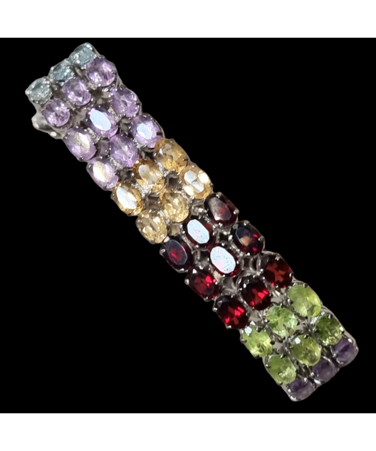 Bracelet Améthyste Citrine Grenat Péridot & Topaze Argent 925