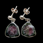 Boucles Tourmaline melon d'eau serties Argent 925