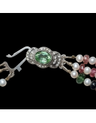 Collier Tourmaline multicolore & Perles