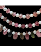 Collier Tourmaline multicolore & Perles