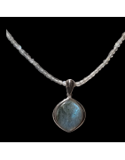 Pendentif Labradorite Argent 925 sur collier Labradorite facettées