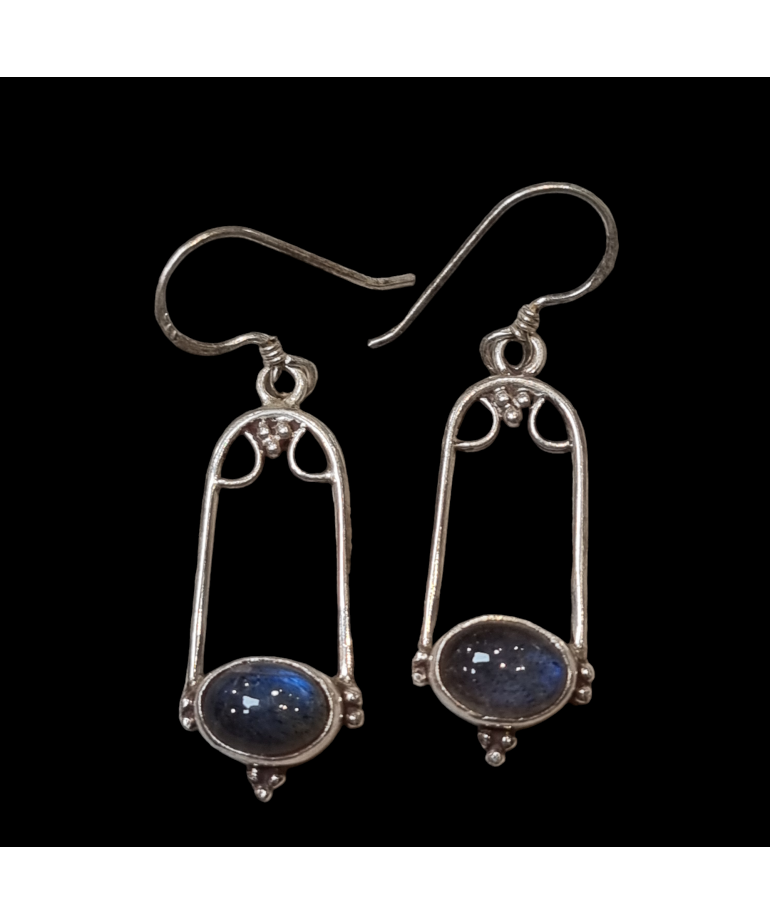 Boucles Labradorite sertie Argent 925