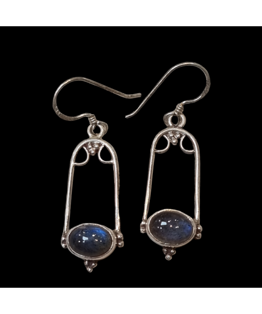 Boucles Labradorite sertie Argent 925