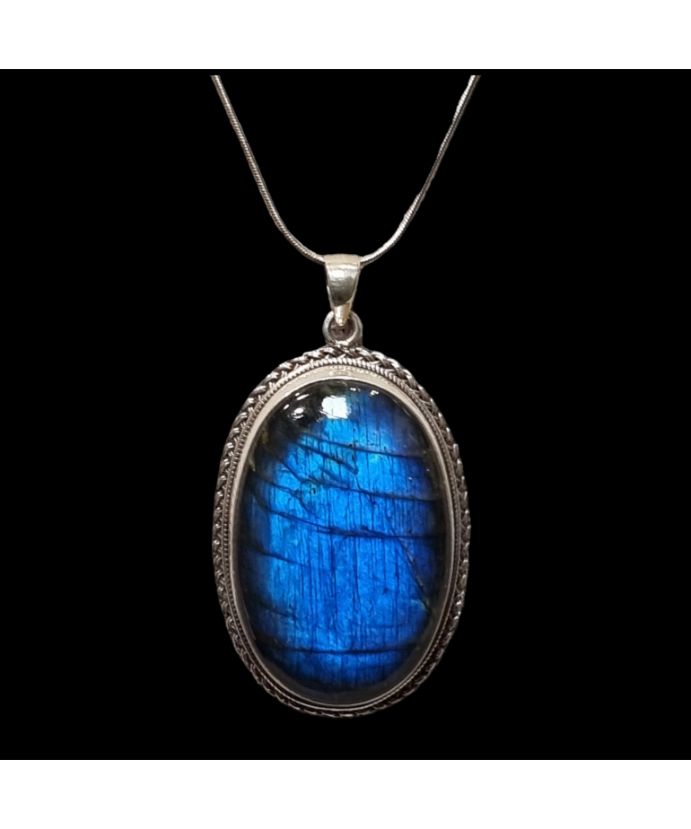 Pendentif Labradorite et chaîne Argent 925