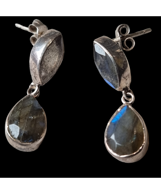 Boucles Labradorite Goutte Argent 925
