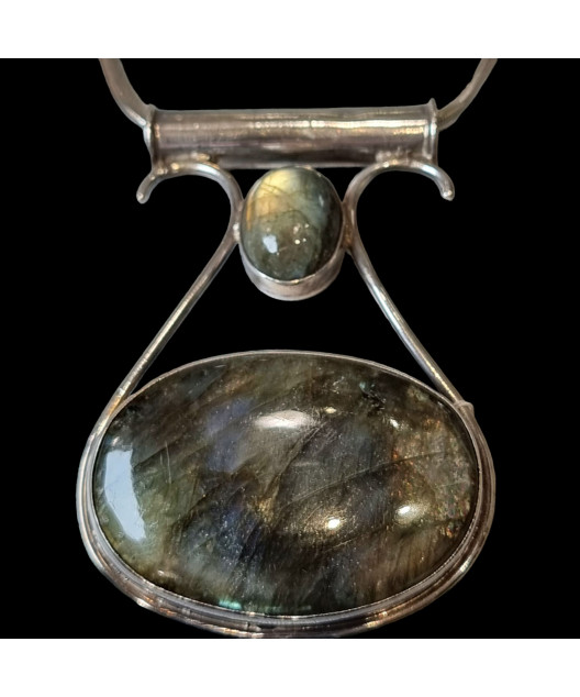 Pendentif Labradorite et chaîne Argent 925